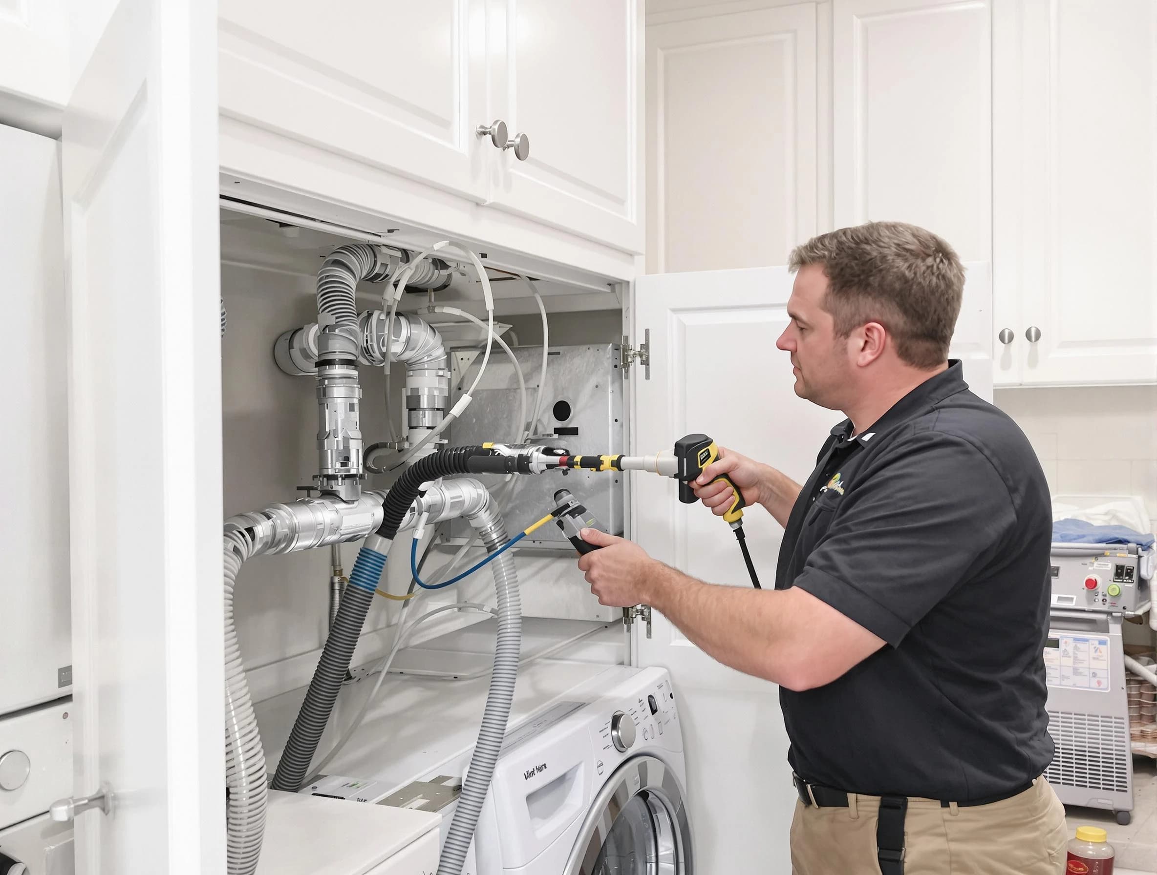 Lake of the Woods Dryer Vent Cleaning professional removing severe blockage from a clogged dryer vent in Lake of the Woods
