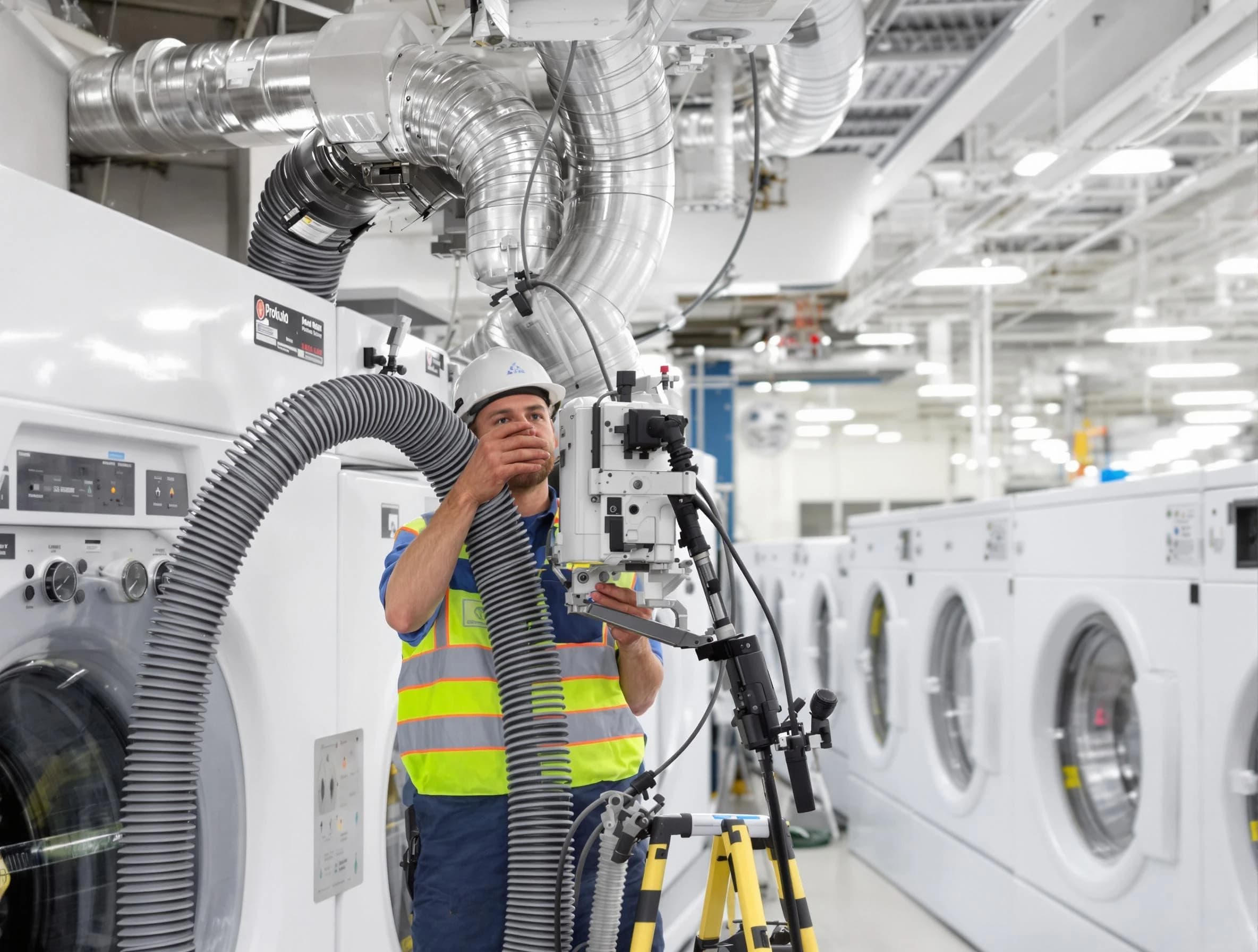 Lake of the Woods Dryer Vent Cleaning team performing commercial-grade dryer vent cleaning at a business facility in Lake of the Woods