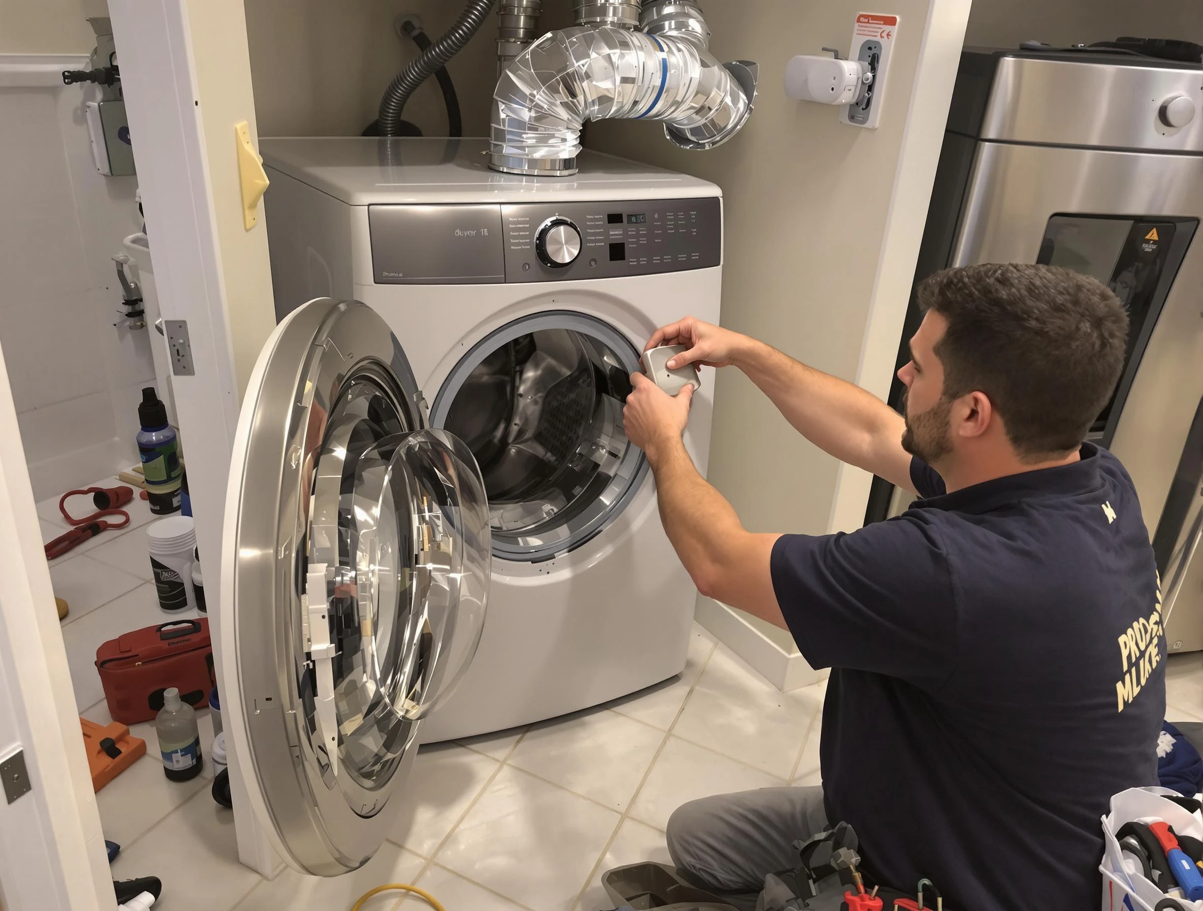 Lake of the Woods Dryer Vent Cleaning technician performing precise dryer vent hose installation in Lake of the Woods